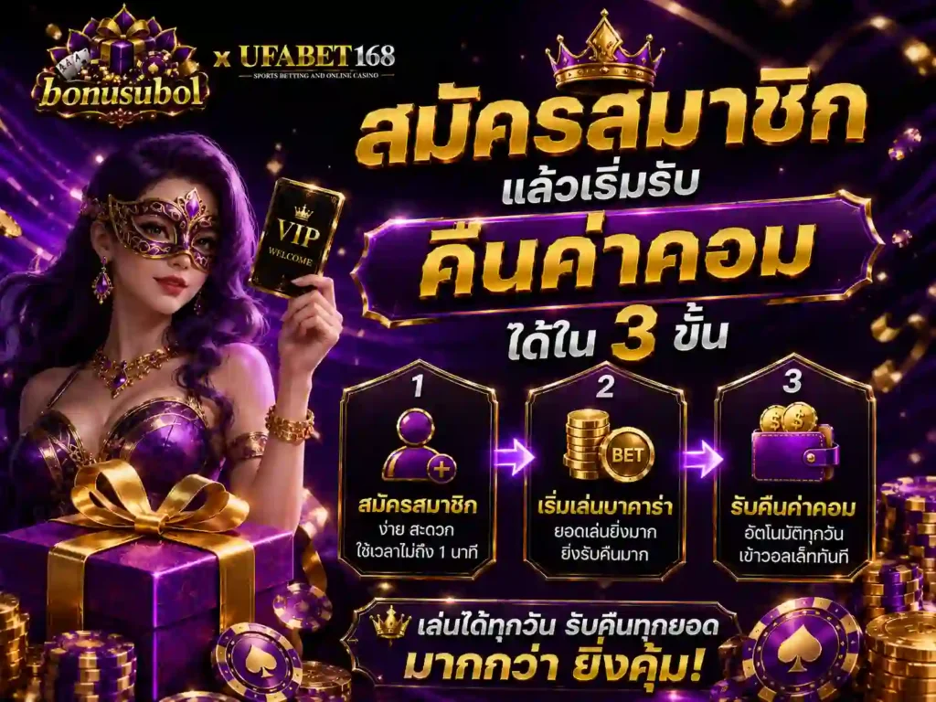 สมัครสมาชิก แล้วเริ่มรับ คืนค่าคอม ได้ในสามขั้น